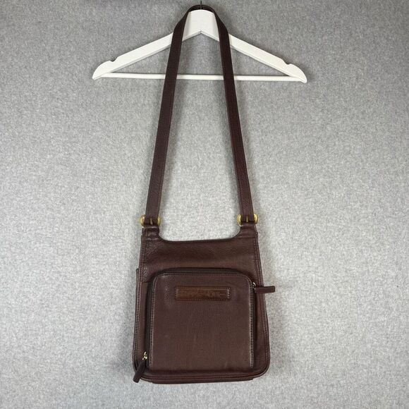 Fossil Womens Leather Flap Over Crossbody Purse Brown Zipper Compartment - Picture 1 of 13